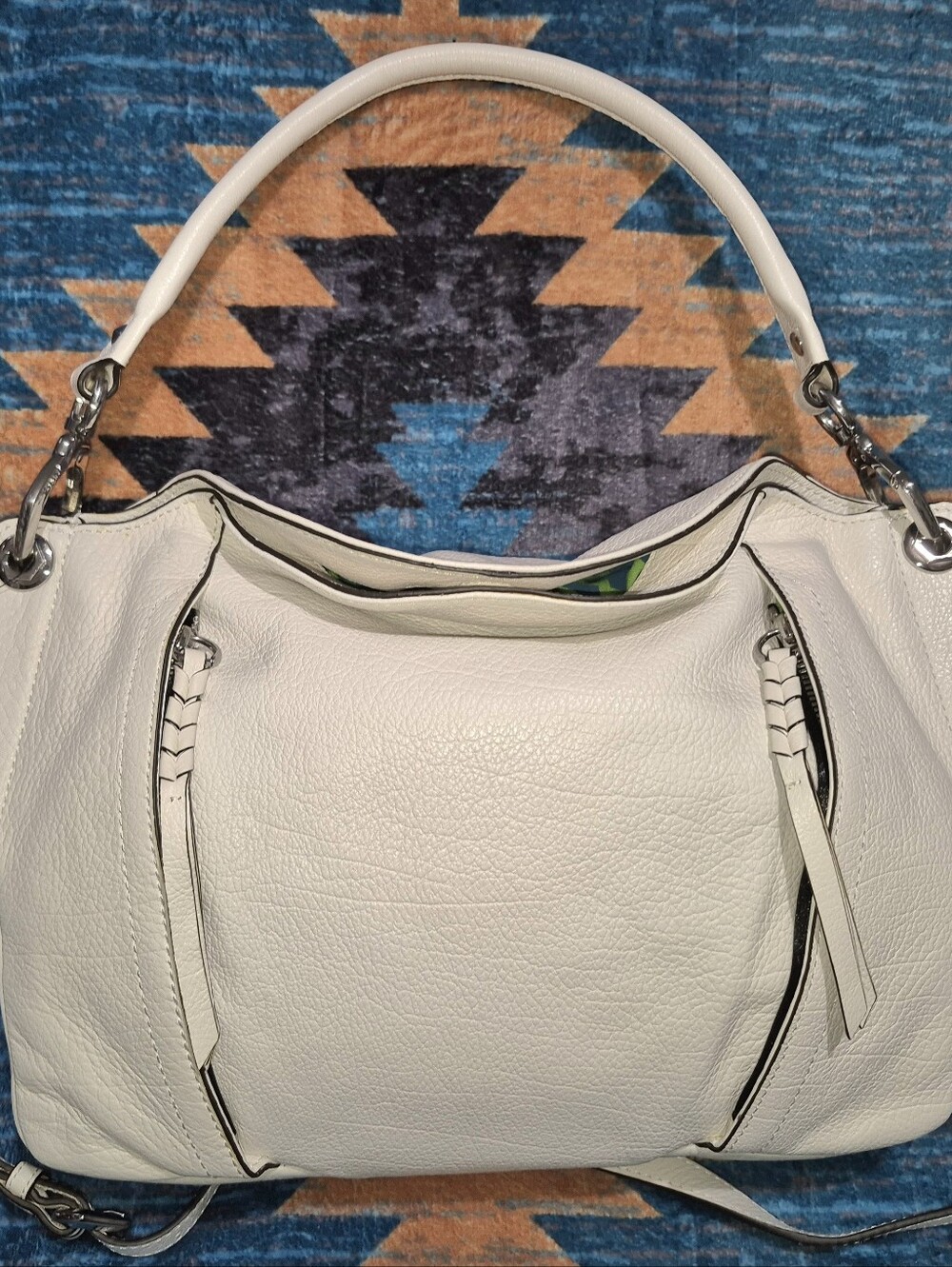 🔥New! orYANY Danielle White Italian Leather Convertible Shoulder Bag Large